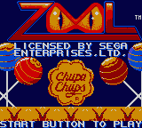 Zool Ninja of the Nth Dimension title screen for Sega Game Gear